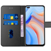 Laden Sie das Bild in den Galerie-Viewer, AURSTORE Handyhülle für Oppo Reno4 Z 5G Hülle, Premium PU Leder Bookcase, mehrere Farben, Tasche Kunstleder Flip Case Brieftasche Etui Schutzhülle Kompatibel Mit (Oppo Reno 4Z, Schwarz)