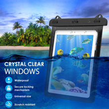 Laden Sie das Bild in den Galerie-Viewer, MoKo wasserdichte Hülle, wasserdicht Tablethülle PC Schutzhülle Tasche für iPad Mini 2019, iPad 9.7, Tab A 10/Tab A 9.7/Tab E 9.6/Tab S2 S3 9.7, bis zu 10,2 Zoll Tablets - IPX8, Schwarz