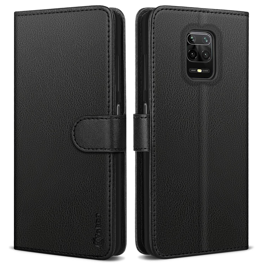 Vakoo Wallet Serie Handyhülle für Xiaomi Redmi Note 9S Hülle, Xiaomi Redmi Note 9 Pro Hülle, Schwarz