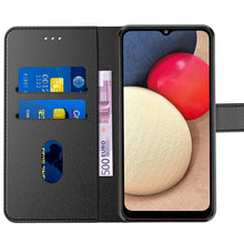 Laden Sie das Bild in den Galerie-Viewer, AURSTORE Handyhülle Kompatibel Mit Samsung Galaxy A02S Hülle, Premium PU Leder Schutzhülle Abdeckung, Magnetverschluss,Tasche Leder Flip Case Brieftasche Etui für (Samsung A02s, Schwarz Book)
