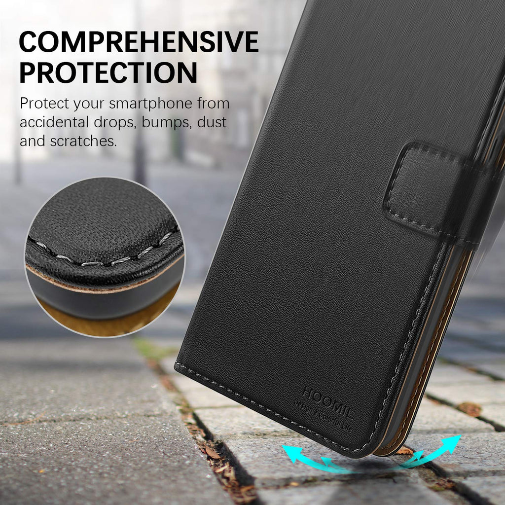HOOMIL Handyhülle für Xiaomi Redmi Note 9 Hülle, Premium PU Leder Flip Case Schutzhülle für Xiaomi Redmi Note 9 Tasche, Schwarz