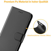 Laden Sie das Bild in den Galerie-Viewer, AURSTORE Handyhülle Kompatibel Mit Samsung Galaxy A32 5G Hülle, Premium PU Leder Schutzhülle Abdeckung, Magnetverschluss,Tasche Leder Flip Case Brieftasche Etui für (Samsung A32 5G, Schwarz Book)