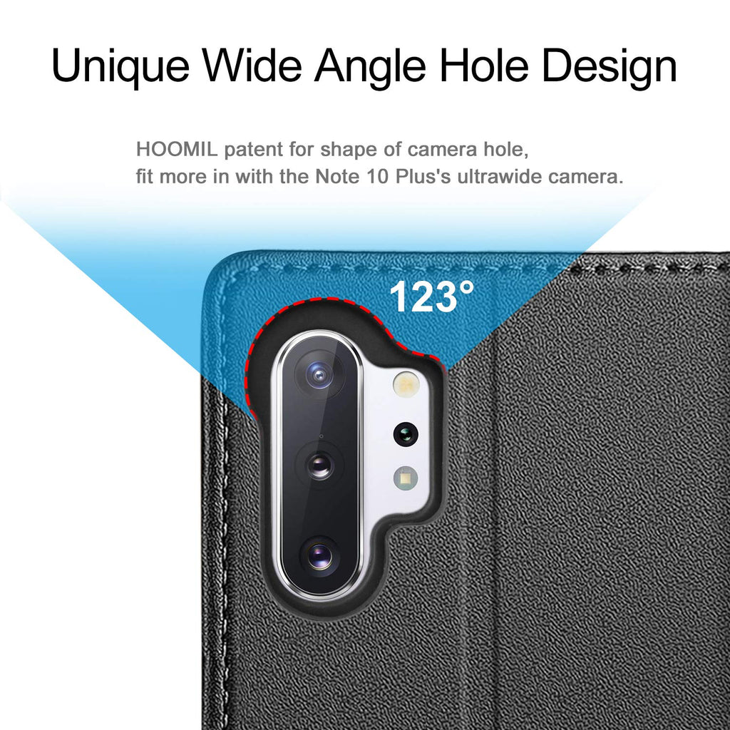 HOOMIL Handyhülle für Samsung Galaxy Note 10+ Plus Hülle, Premium PU Leder Flip Schutzhülle für Samsung Galaxy Note 10+ Plus Tasche, Schwarz