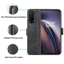 Laden Sie das Bild in den Galerie-Viewer, Cresee Kompatibel mit OnePlus Nord CE 5G Hülle, PU Leder Handyhülle mit 3 Kartenfächer, Schutzhülle Case Tasche Magnetverschluss Flip Cover Stoßfest Klapphülle für OnePlus Nord CE, Schwarz