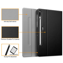 Laden Sie das Bild in den Galerie-Viewer, Fintie Tastatur Hülle für Samsung Galaxy Tab S7 11 Zoll 2020 SM-T870 / SM-T875 Tablet-PC, Ultradünn leicht Schutzhülle mit magnetisch Abnehmbarer drahtloser Deutscher Bluetooth Tastatur, Schwarz