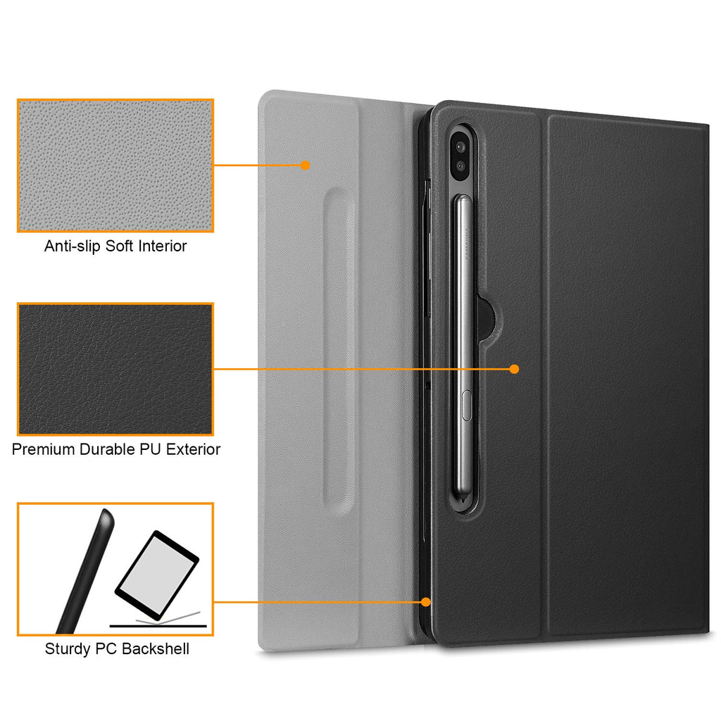 Fintie Tastatur Hülle für Samsung Galaxy Tab S6 10.5 2019 (Kompatibel mit S Pen kabelloser Ladefunktion) - Ultradünn Keyboard Case mit magnetisch Abnehmbarer drahtloser Deutscher Tastatur, Schwarz