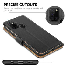 Laden Sie das Bild in den Galerie-Viewer, HOOMIL Handyhülle für Samsung Galaxy A21S Hülle, Premium PU Leder Flip Case Schutzhülle für Samsung Galaxy A21S Tasche, Schwarz