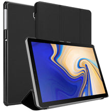 Laden Sie das Bild in den Galerie-Viewer, Cadorabo Tablet Hülle für Samsung Galaxy Tab S4 (10,5" Zoll) T830 / T835 in Satin SCHWARZ – Ultra Dünne Book Style Schutzhülle mit Auto Wake Up und Standfunktion aus Kunstleder