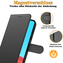 Laden Sie das Bild in den Galerie-Viewer, AURSTORE Handyhülle Kompatibel Mit Samsung Galaxy A02S Hülle, Premium PU Leder Schutzhülle Abdeckung, Magnetverschluss,Tasche Leder Flip Case Brieftasche Etui für (Samsung A02s, Schwarz Book)