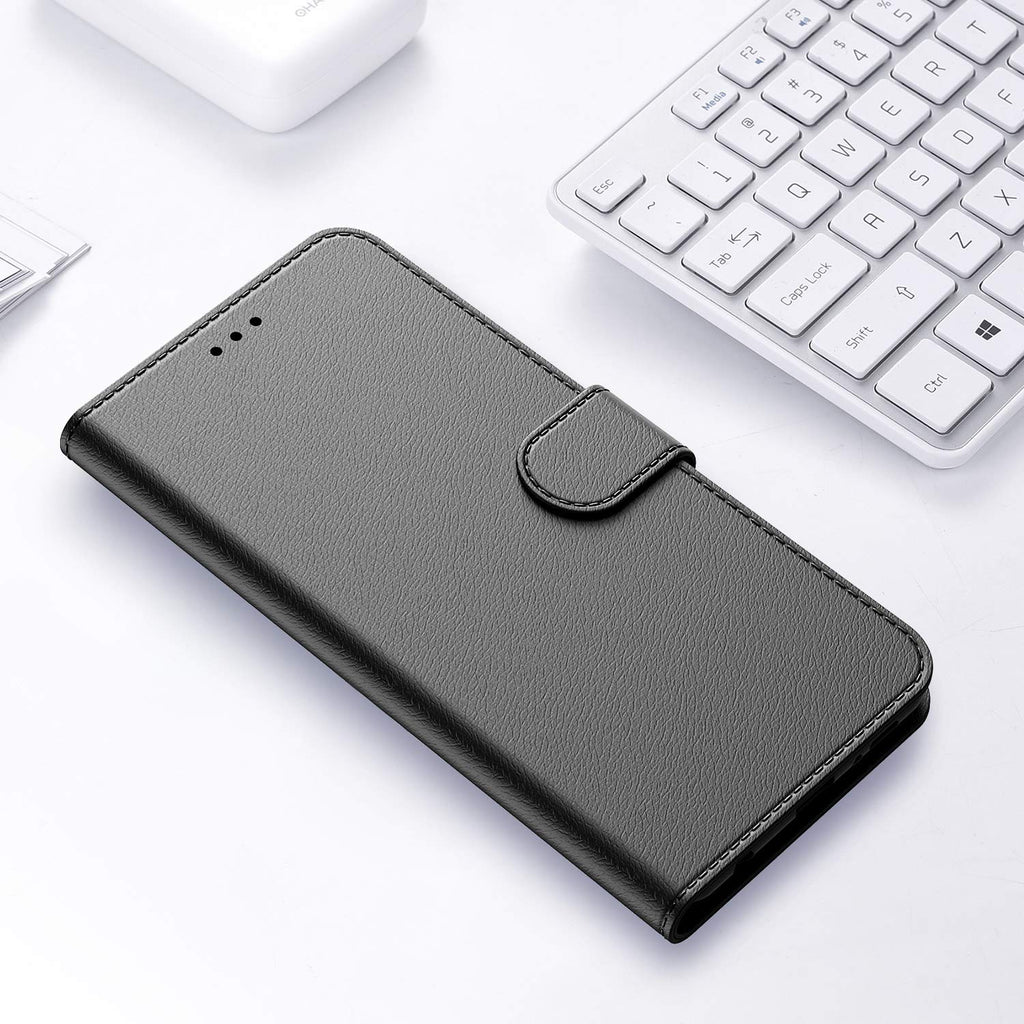 AURSTORE Handyhülle Kompatibel Mit Samsung Galaxy A12 / M12 Hülle, Premium PU Leder Schutzhülle Abdeckung, Magnetverschluss,Tasche Flip Case Brieftasche Etui für (Samsung A12/M12, Schwarz Book)