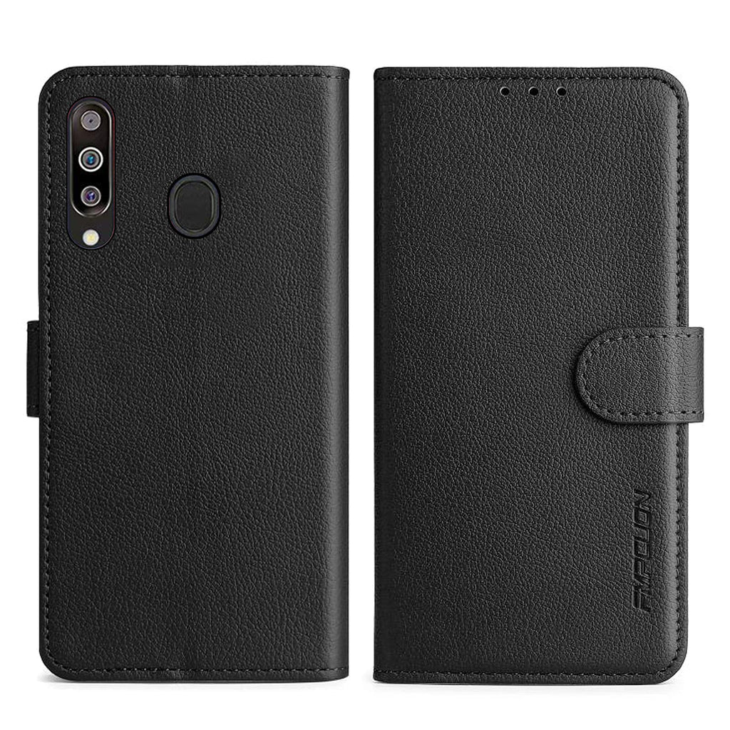 FMPCUON Handyhülle Kompatibel mit Samsung Galaxy A70 Hülle Leder PU Leder Tasche,Flip Case Lederhülle Handyhülle Etui Handytasche Schutzhülle für Galaxy A70,Schwarz