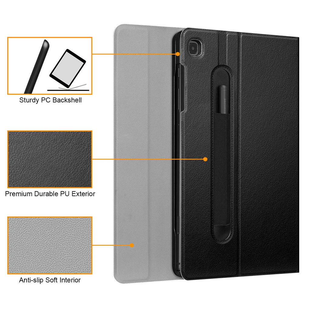 Fintie Tastatur Hülle für Samsung Galaxy Tab S6 Lite 10,4 SM-P610/ P615 2020 mit Stifthalter - Ultradünn Keyboard Case mit magnetisch Abnehmbarer drahtloser Deutscher Tastatur, Schwarz
