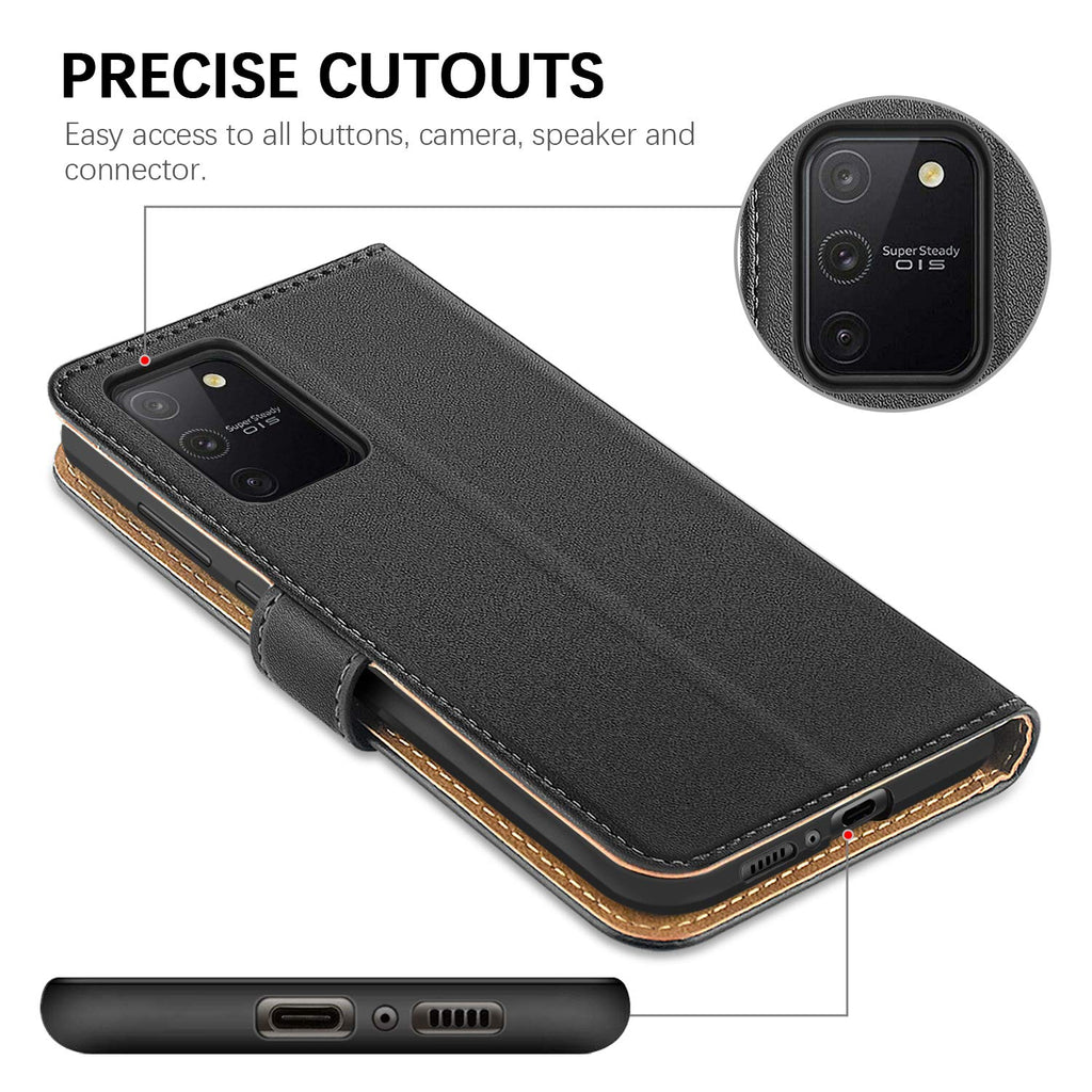 HOOMIL Handyhülle für Samsung Galaxy S10 Lite Hülle, Premium Leder Flip Schutzhülle für Samsung Galaxy S10 Lite Tasche - Schwarz