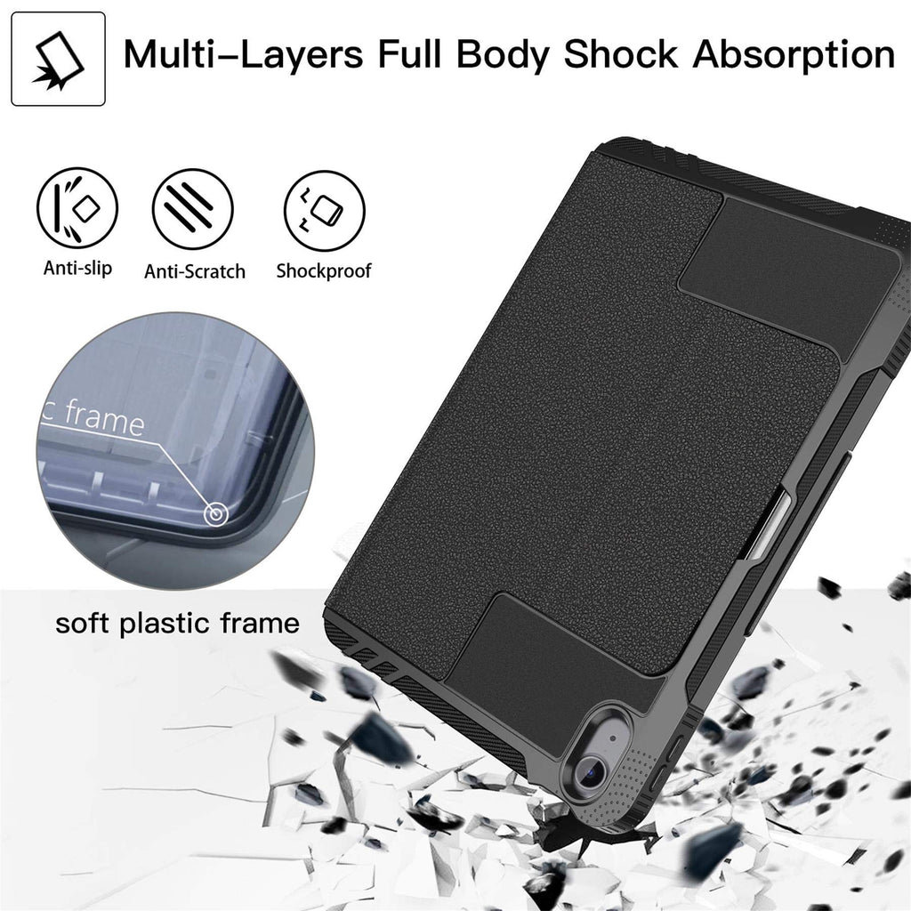 ZtotopCase Hülle für iPad Air 4 10.9 2020, Robuste Stoßfeste Magnetisch Schutzhülle, mit Mehrfachwinkel, Stifthalter, für iPad Air 4 10,9 Zoll 2020, Schwarz, ZTPC-iPad 10.8 DJD Black-us_SML