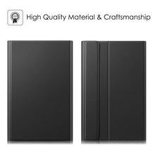 Laden Sie das Bild in den Galerie-Viewer, Fintie Tastatur Hülle für Samsung Galaxy Tab A 10.1 Zoll 2019 SM-T510/T515 Tablet-PC - Ultradünn leicht Schutzhülle mit magnetisch Abnehmbarer drahtloser Deutscher Bluetooth Tastatur, Schwarz
