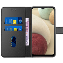 Laden Sie das Bild in den Galerie-Viewer, AURSTORE Handyhülle Kompatibel Mit Samsung Galaxy A12 / M12 Hülle, Premium PU Leder Schutzhülle Abdeckung, Magnetverschluss,Tasche Flip Case Brieftasche Etui für (Samsung A12/M12, Schwarz Book)