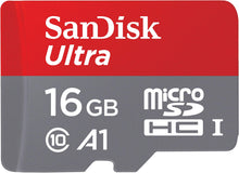 Laden Sie das Bild in den Galerie-Viewer, SanDisk Ultra 16GB microSDHC Speicherkarte + SD-Adapter mit A1 App-Leistung bis zu 98 MB/s, Klasse 10, U1