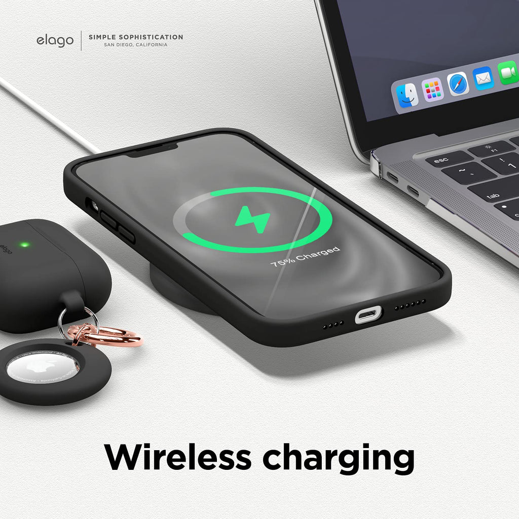 elago Liquid Silicone Case Kompatibel mit iPhone 13 Pro Max Hülle (6,7"), Hochwertiges Silikon, Rundumschutz Handyhülle : 3-Layer Struktur Schutzhülle, Kratzfestes Weiches Mikrofaserfutter (Schwarz)