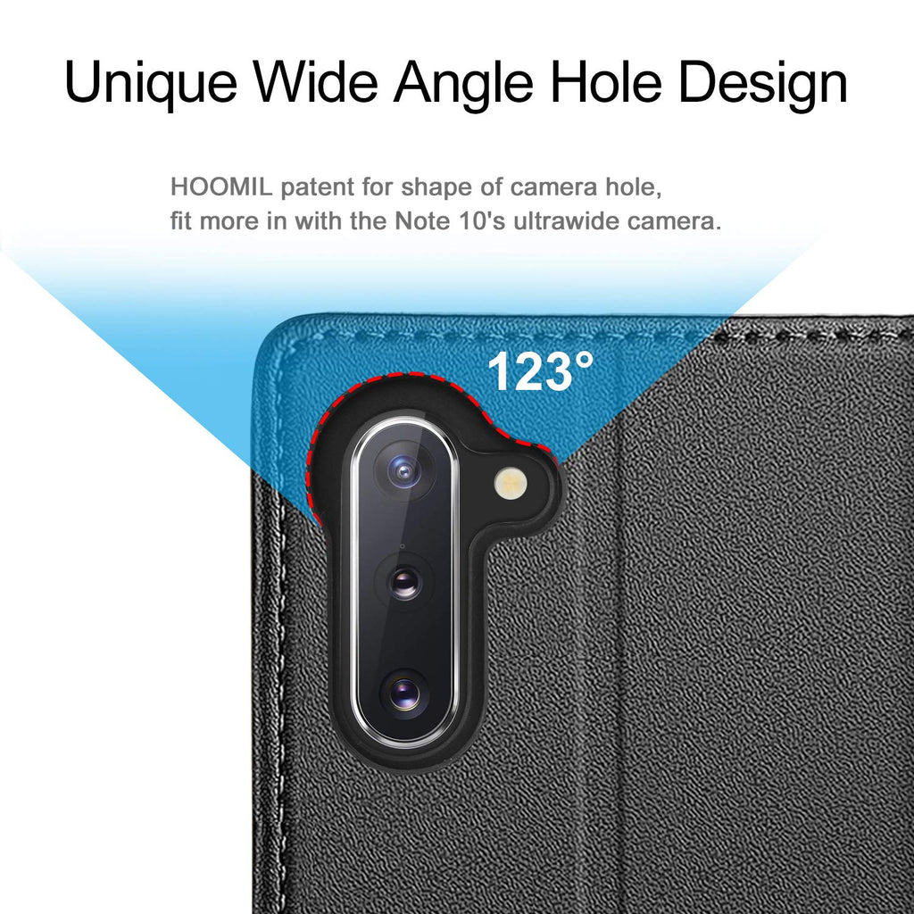 HOOMIL Handyhülle für Samsung Galaxy Note 10 Hülle, Premium PU Leder Flip Schutzhülle für Samsung Galaxy Note 10 Tasche (NICHT für Samsung Note 10+), Schwarz