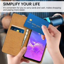 Laden Sie das Bild in den Galerie-Viewer, HOOMIL Handyhülle für Samsung Galaxy S10 Hülle, Premium Leder Flip Schutzhülle für Samsung Galaxy S10 Tasche - Schwarz