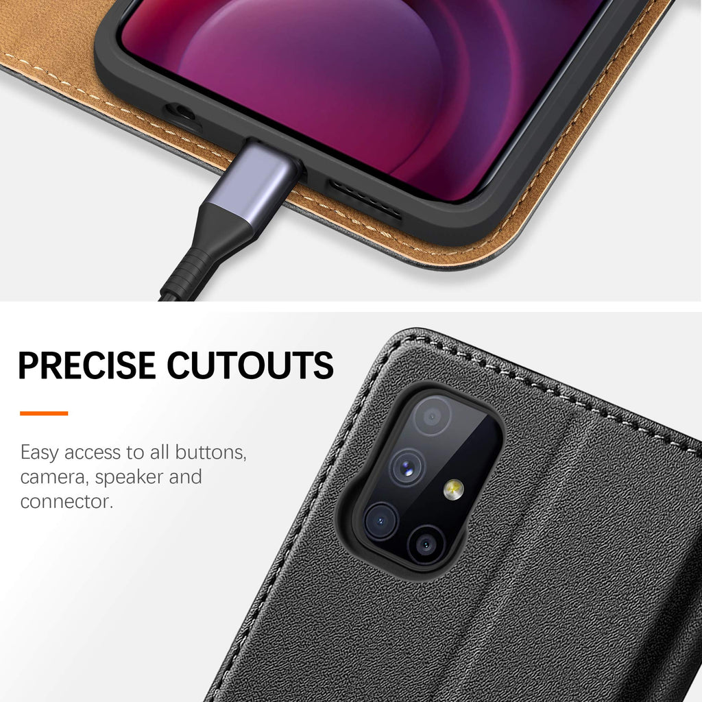 HOOMIL Handyhülle für Samsung Galaxy M51 Hülle, Premium PU Leder Flip Case Schutzhülle für Samsung Galaxy M51 Tasche (Schwarz)