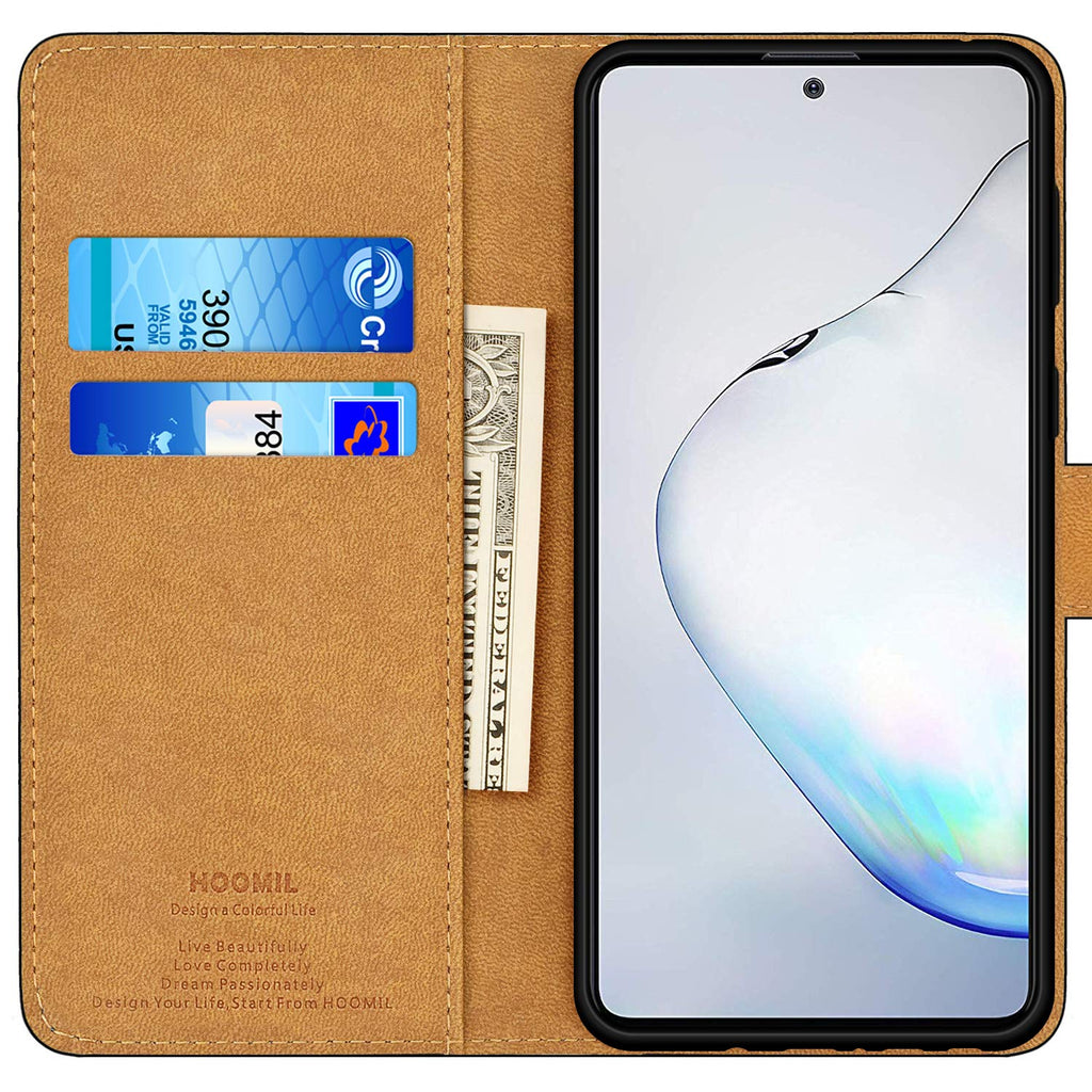 HOOMIL Handyhülle für Samsung Galaxy Note 10 Lite Hülle, Premium Leder Flip Schutzhülle für Samsung Galaxy Note 10 Lite Tasche - Schwarz