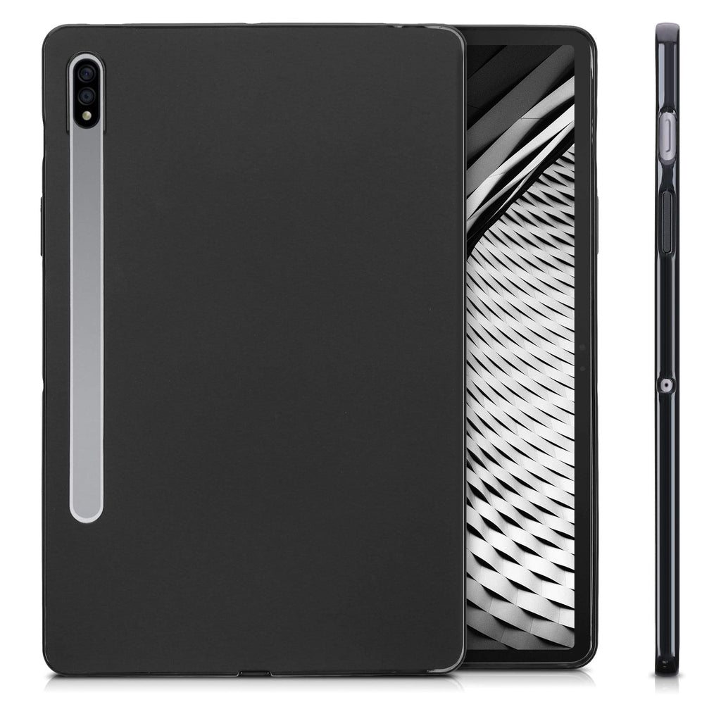 kwmobile Hülle kompatibel mit Samsung Galaxy Tab S7 - Silikon Tablet Cover Case Schutzhülle Schwarz matt