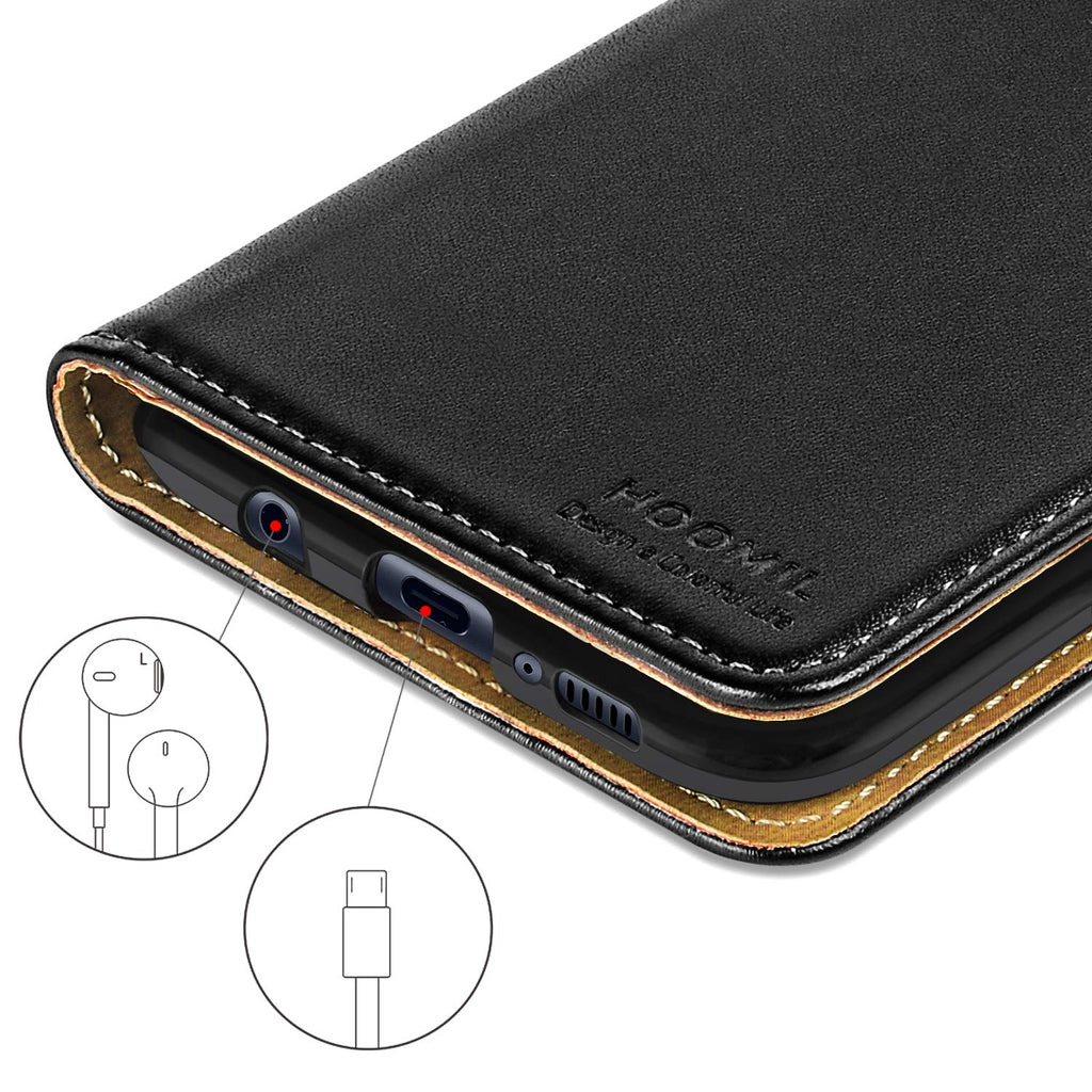 HOOMIL Handyhülle für Samsung Galaxy M20 Hülle, Premium PU Leder Flip Schutzhülle für Samsung Galaxy M20 Tasche, Schwarz