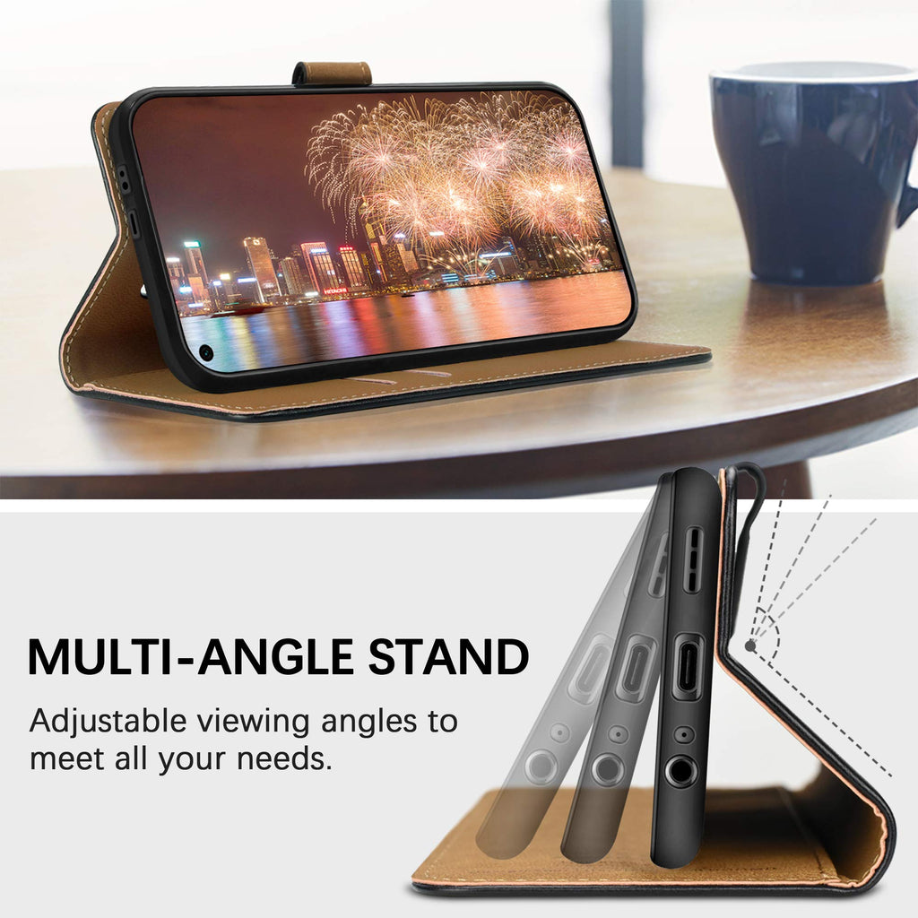 HOOMIL Handyhülle für Xiaomi Redmi Note 9T Hülle Leder Tasche Flip Case Schutzhülle Schwarz