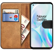 Laden Sie das Bild in den Galerie-Viewer, Verco OnePlus 8 Hülle, Handyhülle für OnePlus 8 Tasche PU Leder Flip Case Brieftasche, Schwarz