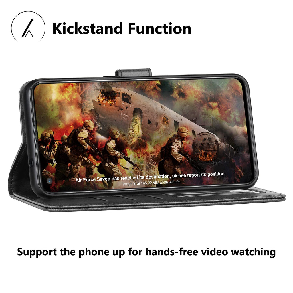 Cresee Kompatibel mit OnePlus Nord CE 5G Hülle, PU Leder Handyhülle mit 3 Kartenfächer, Schutzhülle Case Tasche Magnetverschluss Flip Cover Stoßfest Klapphülle für OnePlus Nord CE, Schwarz