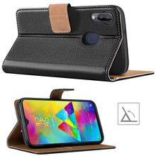 Laden Sie das Bild in den Galerie-Viewer, HOOMIL Handyhülle für Samsung Galaxy M20 Hülle, Premium PU Leder Flip Schutzhülle für Samsung Galaxy M20 Tasche, Schwarz