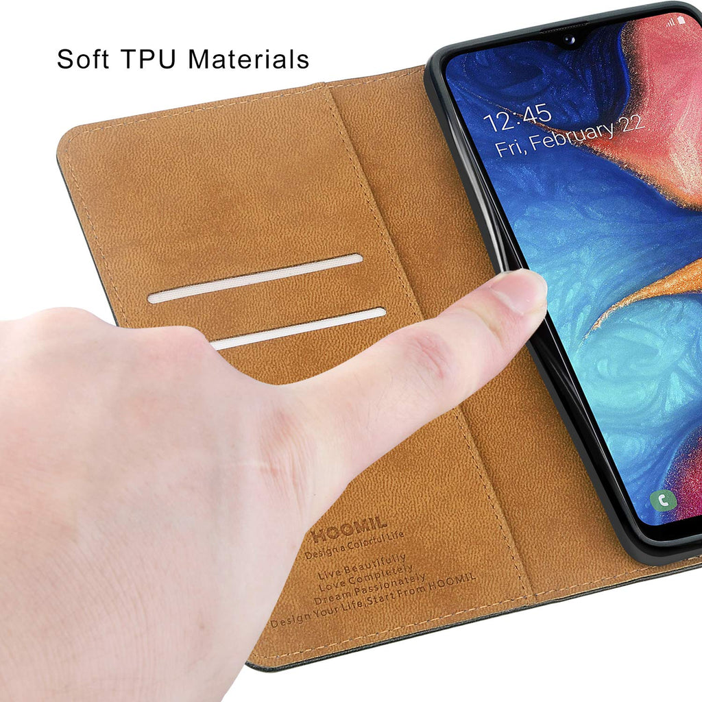 HOOMIL Handyhülle für Samsung Galaxy A20e Hülle Leder Tasche Flip Case Schutzhülle Kompatibel mit Samsung A20e Hülle Schwarz