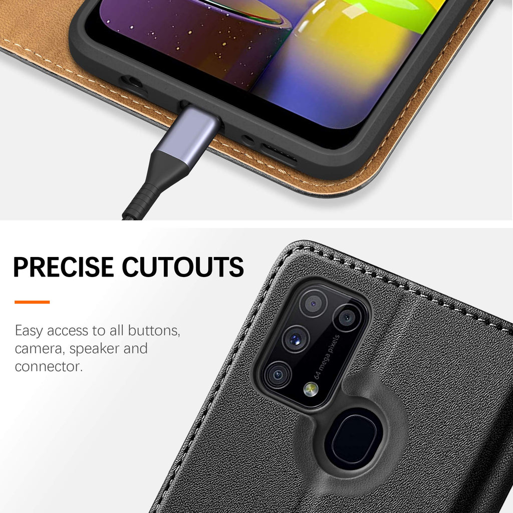 HOOMIL Handyhülle für Samsung Galaxy M31 Hülle, Premium PU Leder Flip Case Schutzhülle für Samsung Galaxy M31 Tasche, Schwarz