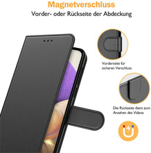 Laden Sie das Bild in den Galerie-Viewer, AURSTORE Handyhülle Kompatibel Mit Samsung Galaxy A32 5G Hülle, Premium PU Leder Schutzhülle Abdeckung, Magnetverschluss,Tasche Leder Flip Case Brieftasche Etui für (Samsung A32 5G, Schwarz Book)