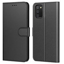 Laden Sie das Bild in den Galerie-Viewer, AURSTORE Handyhülle Kompatibel Mit Samsung Galaxy A02S Hülle, Premium PU Leder Schutzhülle Abdeckung, Magnetverschluss,Tasche Leder Flip Case Brieftasche Etui für (Samsung A02s, Schwarz Book)