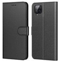 Laden Sie das Bild in den Galerie-Viewer, AURSTORE Handyhülle Kompatibel Mit Samsung Galaxy A12 / M12 Hülle, Premium PU Leder Schutzhülle Abdeckung, Magnetverschluss,Tasche Flip Case Brieftasche Etui für (Samsung A12/M12, Schwarz Book)