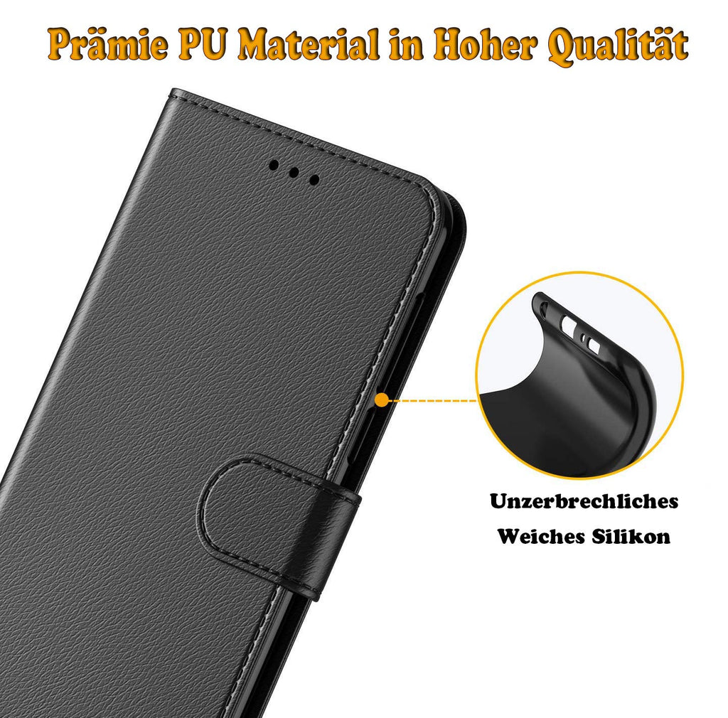 AURSTORE Handyhülle Kompatibel Mit Samsung Galaxy A12 / M12 Hülle, Premium PU Leder Schutzhülle Abdeckung, Magnetverschluss,Tasche Flip Case Brieftasche Etui für (Samsung A12/M12, Schwarz Book)