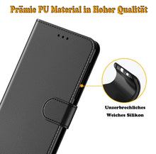 Laden Sie das Bild in den Galerie-Viewer, AURSTORE Handyhülle Kompatibel Mit Samsung Galaxy A02S Hülle, Premium PU Leder Schutzhülle Abdeckung, Magnetverschluss,Tasche Leder Flip Case Brieftasche Etui für (Samsung A02s, Schwarz Book)