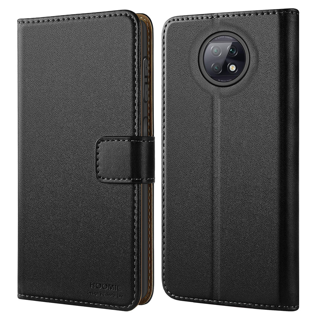 HOOMIL Handyhülle für Xiaomi Redmi Note 9T Hülle Leder Tasche Flip Case Schutzhülle Schwarz