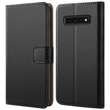 Laden Sie das Bild in den Galerie-Viewer, HOOMIL Handyhülle für Samsung Galaxy S10 Hülle, Premium Leder Flip Schutzhülle für Samsung Galaxy S10 Tasche - Schwarz
