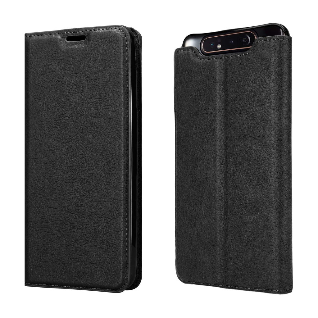 Cadorabo Hülle für Samsung Galaxy A80 / A90 in Nacht SCHWARZ - Handyhülle mit Magnetverschluss, Standfunktion und Kartenfach - Case Cover Schutzhülle Etui Tasche Book Klapp Style