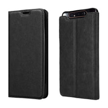 Laden Sie das Bild in den Galerie-Viewer, Cadorabo Hülle für Samsung Galaxy A80 / A90 in Nacht SCHWARZ - Handyhülle mit Magnetverschluss, Standfunktion und Kartenfach - Case Cover Schutzhülle Etui Tasche Book Klapp Style