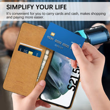 Laden Sie das Bild in den Galerie-Viewer, HOOMIL Handyhülle für Samsung Galaxy S21 Hülle Leder Tasche Flip Case Schutzhülle Kompatibel mit Samsung S21 Hülle Schwarz