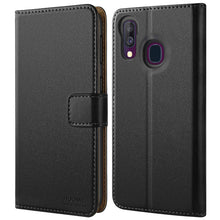 Laden Sie das Bild in den Galerie-Viewer, HOOMIL Handyhülle für Samsung Galaxy A40 Hülle, Premium Leder Flip Schutzhülle für Samsung Galaxy A40 Tasche, Schwarz