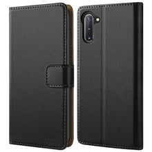 Laden Sie das Bild in den Galerie-Viewer, HOOMIL Handyhülle für Samsung Galaxy Note 10 Hülle, Premium PU Leder Flip Schutzhülle für Samsung Galaxy Note 10 Tasche (NICHT für Samsung Note 10+), Schwarz