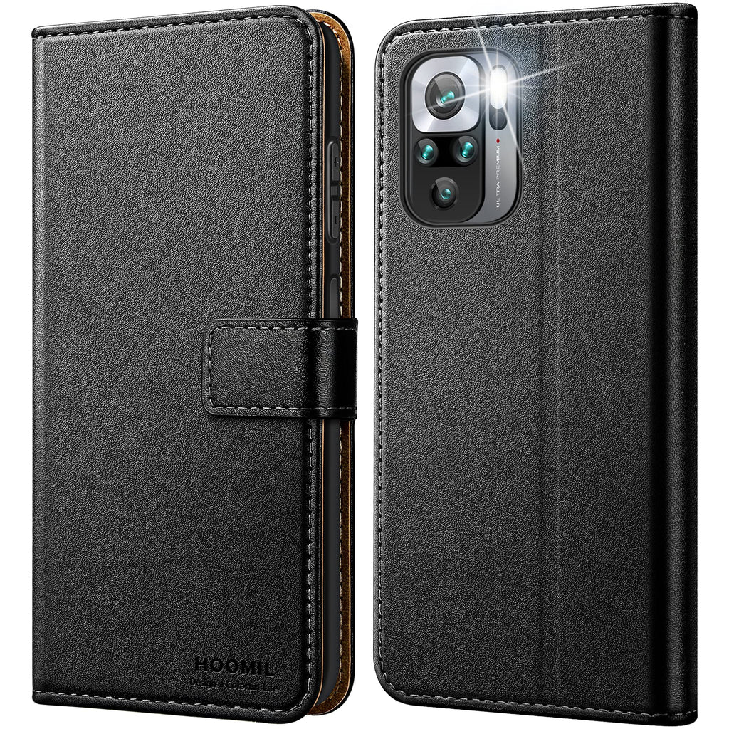 HOOMIL Handyhülle für Xiaomi Redmi Note 10 Hülle, Xiaomi Redmi Note 10S Hülle, Leder Tasche Flip Case Schutzhülle für Xiaomi Redmi Note 10/Note 10S Schwarz