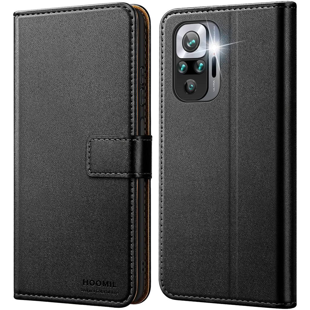 HOOMIL Handyhülle für Xiaomi Redmi Note 10 Pro Hülle, für Xiaomi Redmi Note 10 Pro Max Hülle, Premium Leder Flip Schutzhülle für Xiaomi Redmi Note 10 Pro/Redmi Note 10 Pro Max Tasche (Schwarz)