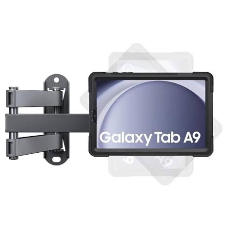 B2Bworkplace Wandhalterung kompatibel mit Samsung Galaxy Tab A9 - Tablet Halterung mit Abnehmbarer Schutzhülle - mit Schwenkarm und drehbar