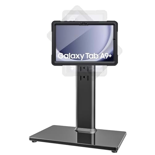 B2Bworkplace Tischständer kompatibel mit Samsung Galaxy Tab A9+ - Tablethalterung mit Abnehmbarer Schutzhülle - höhenverstellbar & drehbar